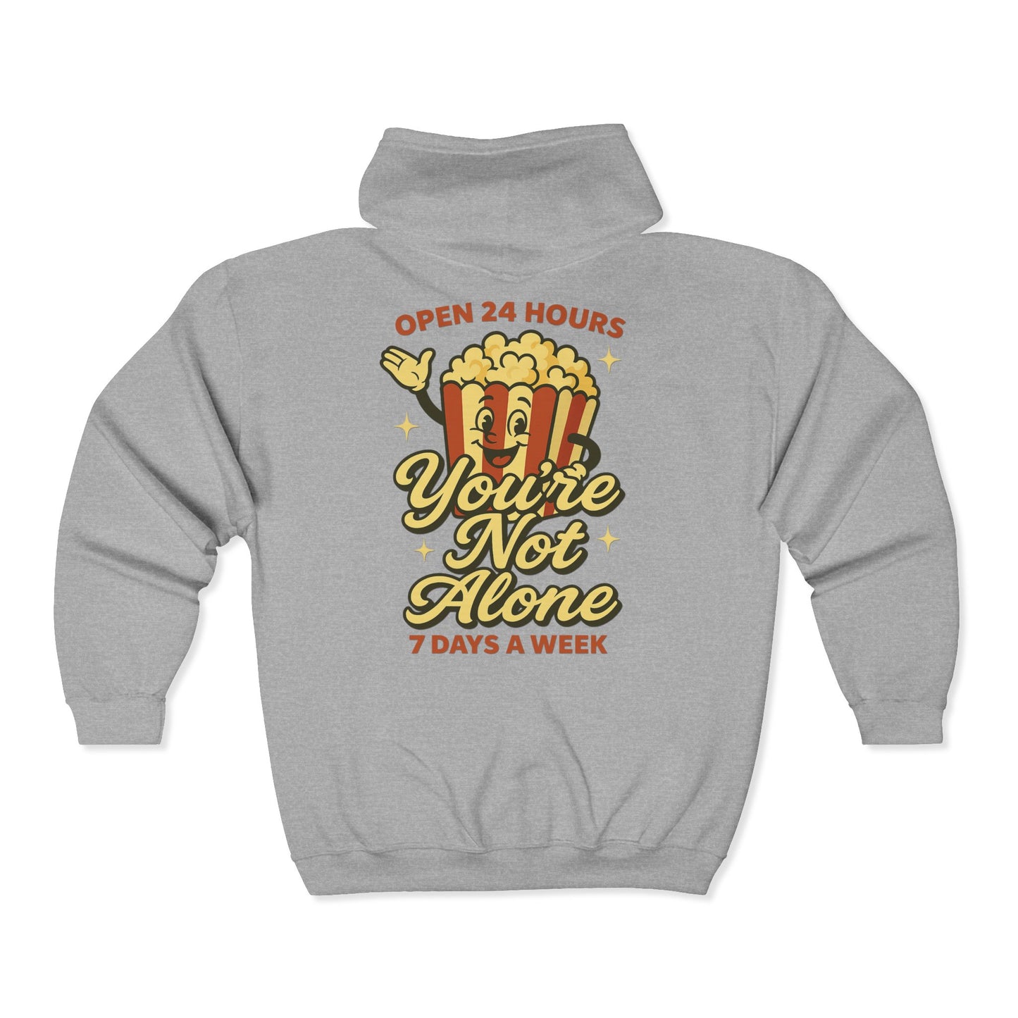 Open 24 Hours Full Zip Up Hoodie Popcorn Edition