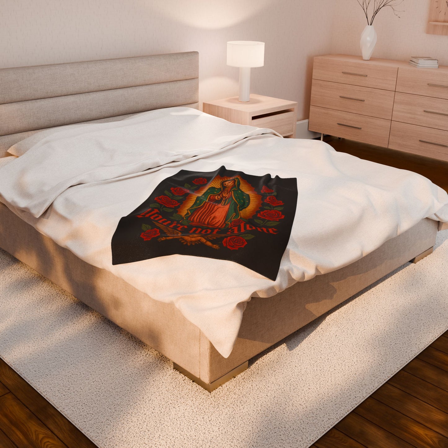 Velveteen Blanket — Our Lady of Guadalupe "You're Not Alone" Plush Throw