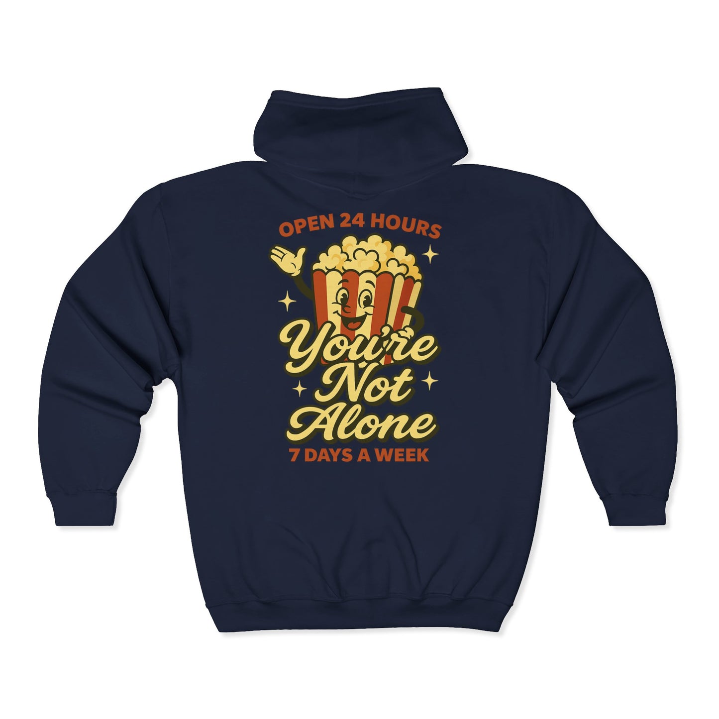 Open 24 Hours Full Zip Up Hoodie Popcorn Edition