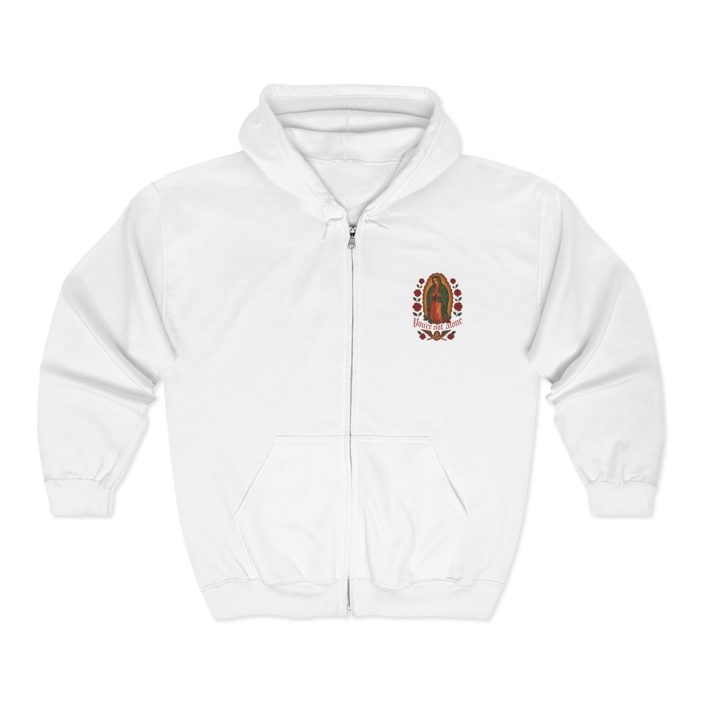 Lady of Guadalupe Full Zip Up Hooded Sweatshirt
