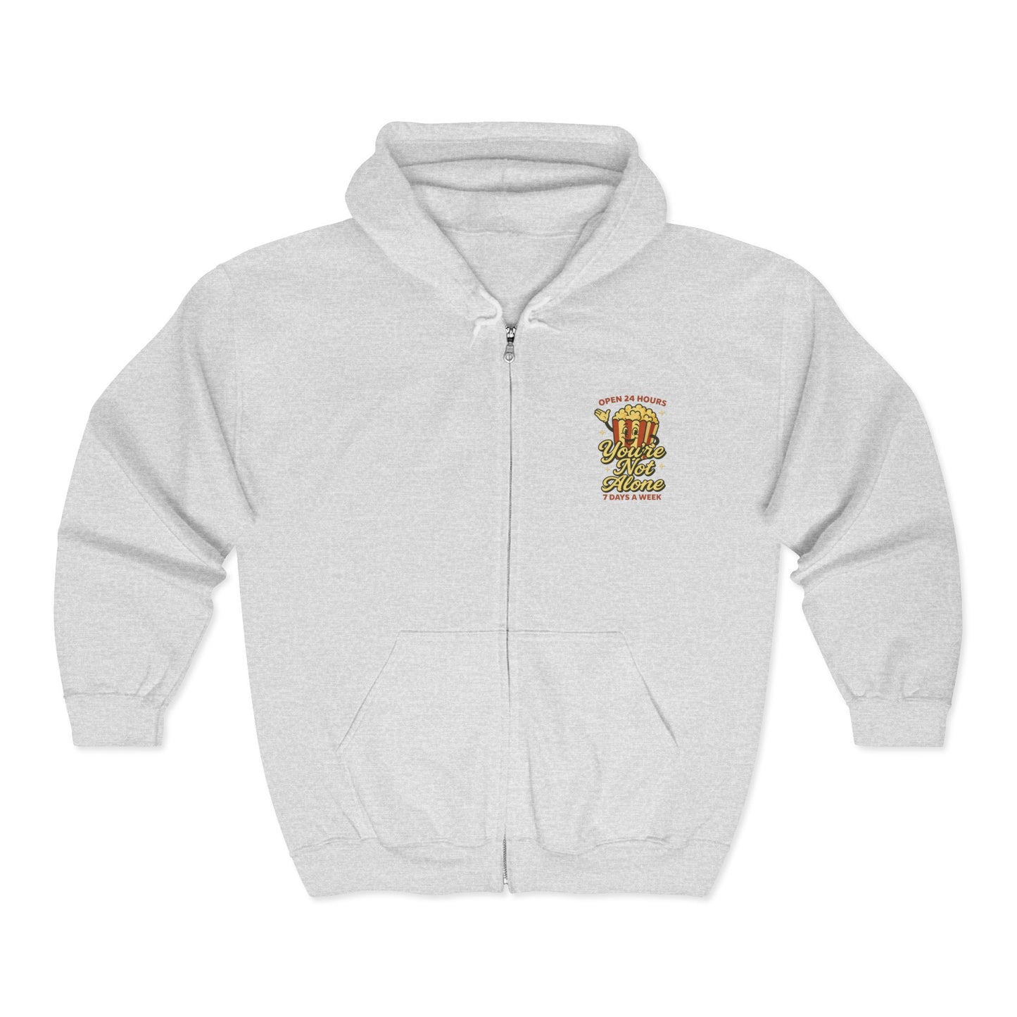 Open 24 Hours Full Zip Up Hoodie Popcorn Edition