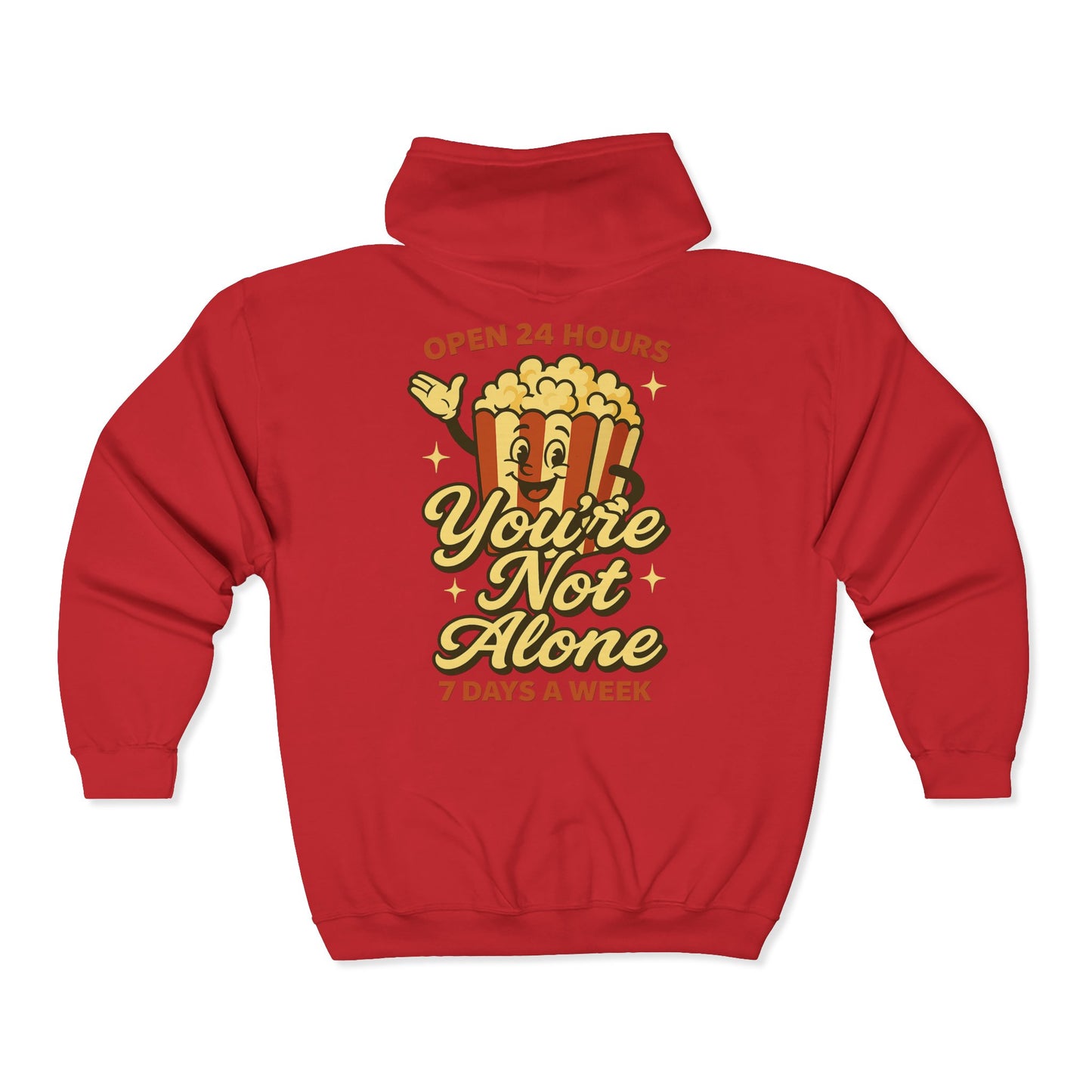Open 24 Hours Full Zip Up Hoodie Popcorn Edition