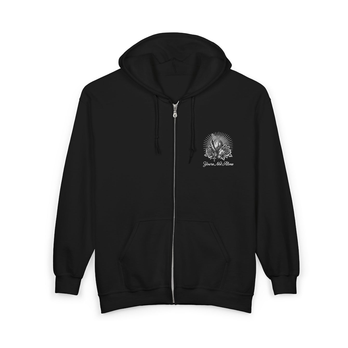 Praying Hands Full Zip Up Hooded Sweatshirt