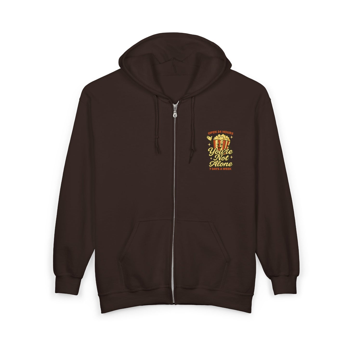 Open 24 Hours Full Zip Up Hoodie Popcorn Edition