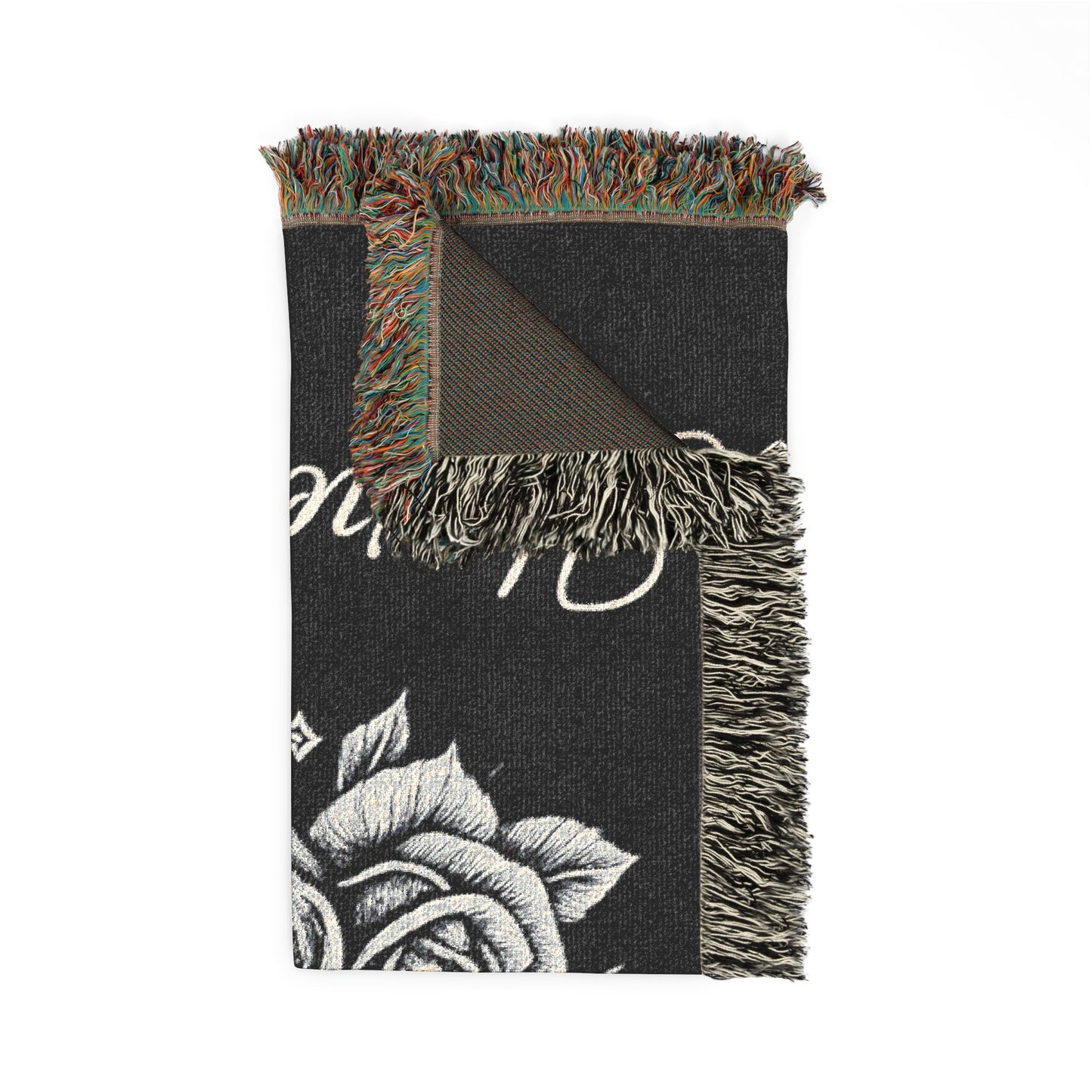Prayer Hands Woven Blanket — You're Not Alone Throw with Roses & Rays
