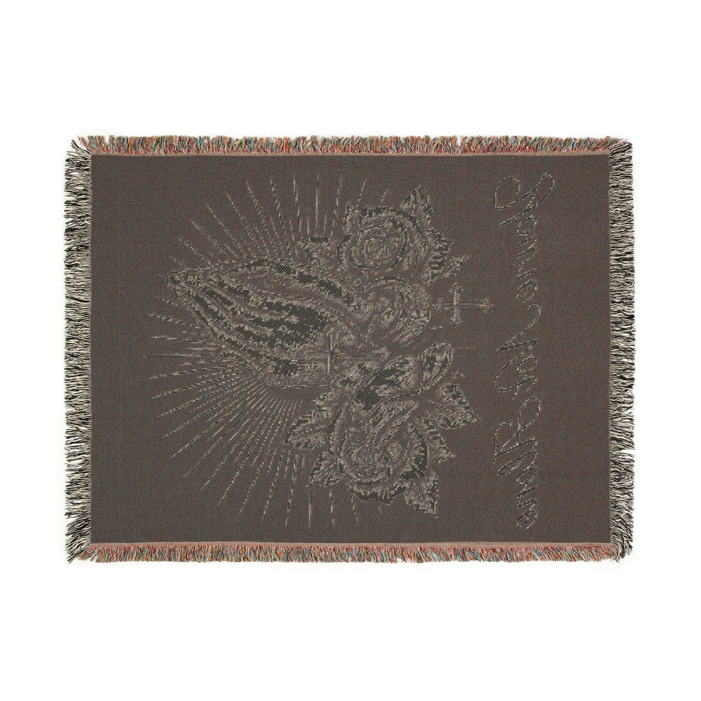 Prayer Hands Woven Blanket — You're Not Alone Throw with Roses & Rays