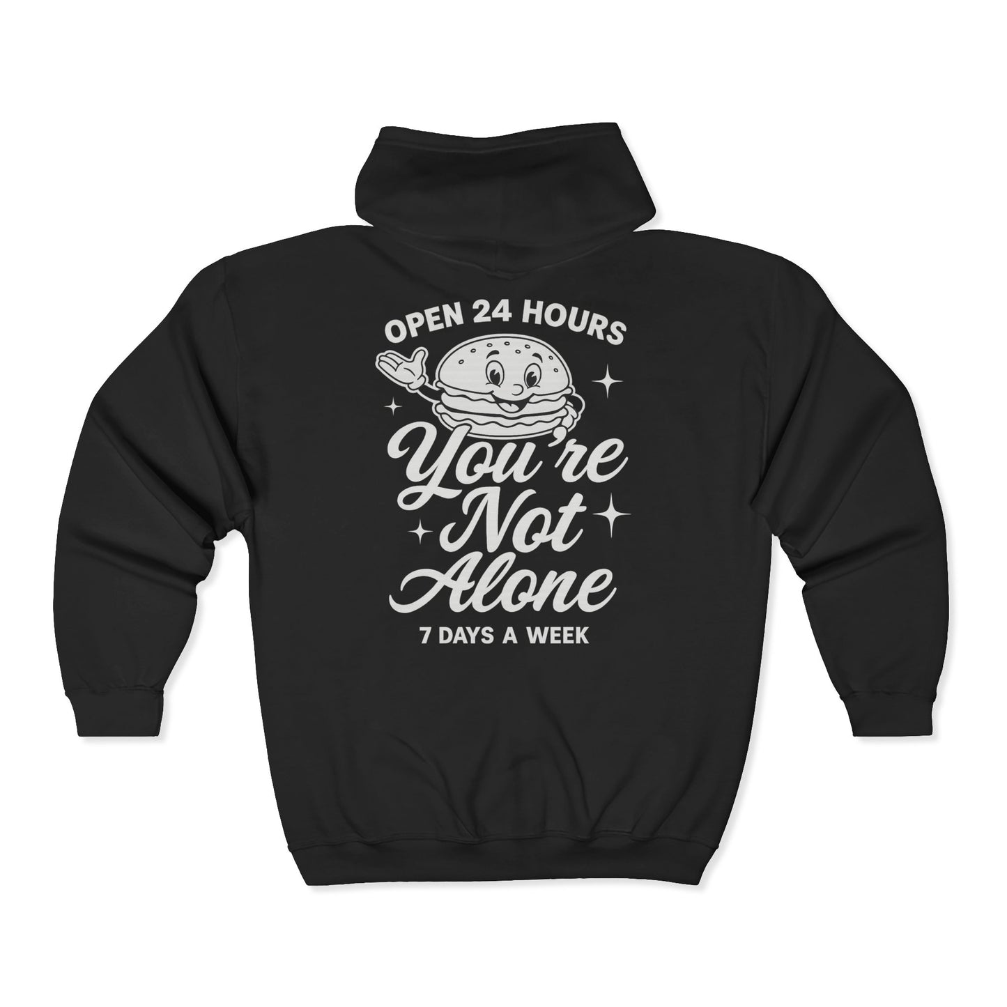 Open 24 Hours Full Zip Up Hoodie
