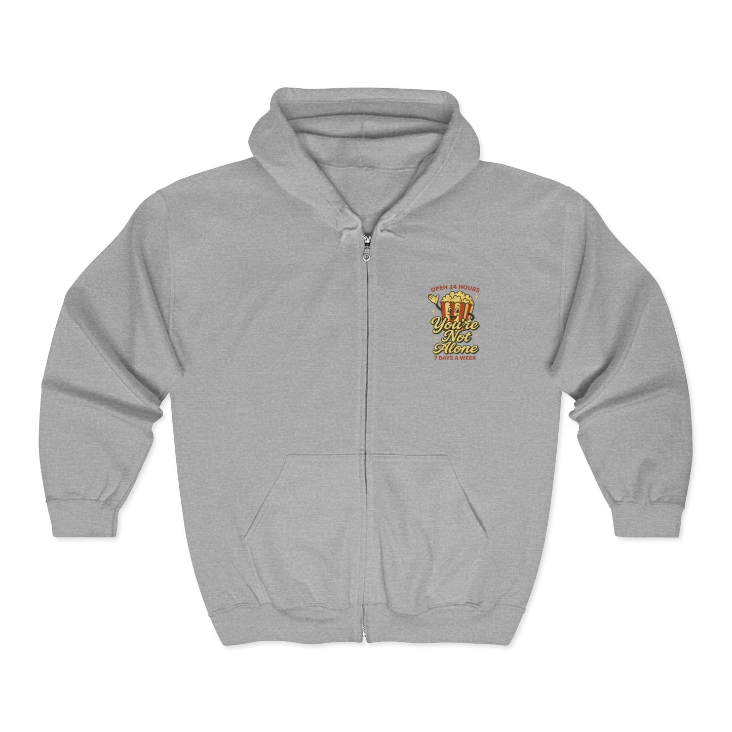 Open 24 Hours Full Zip Up Hoodie Popcorn Edition