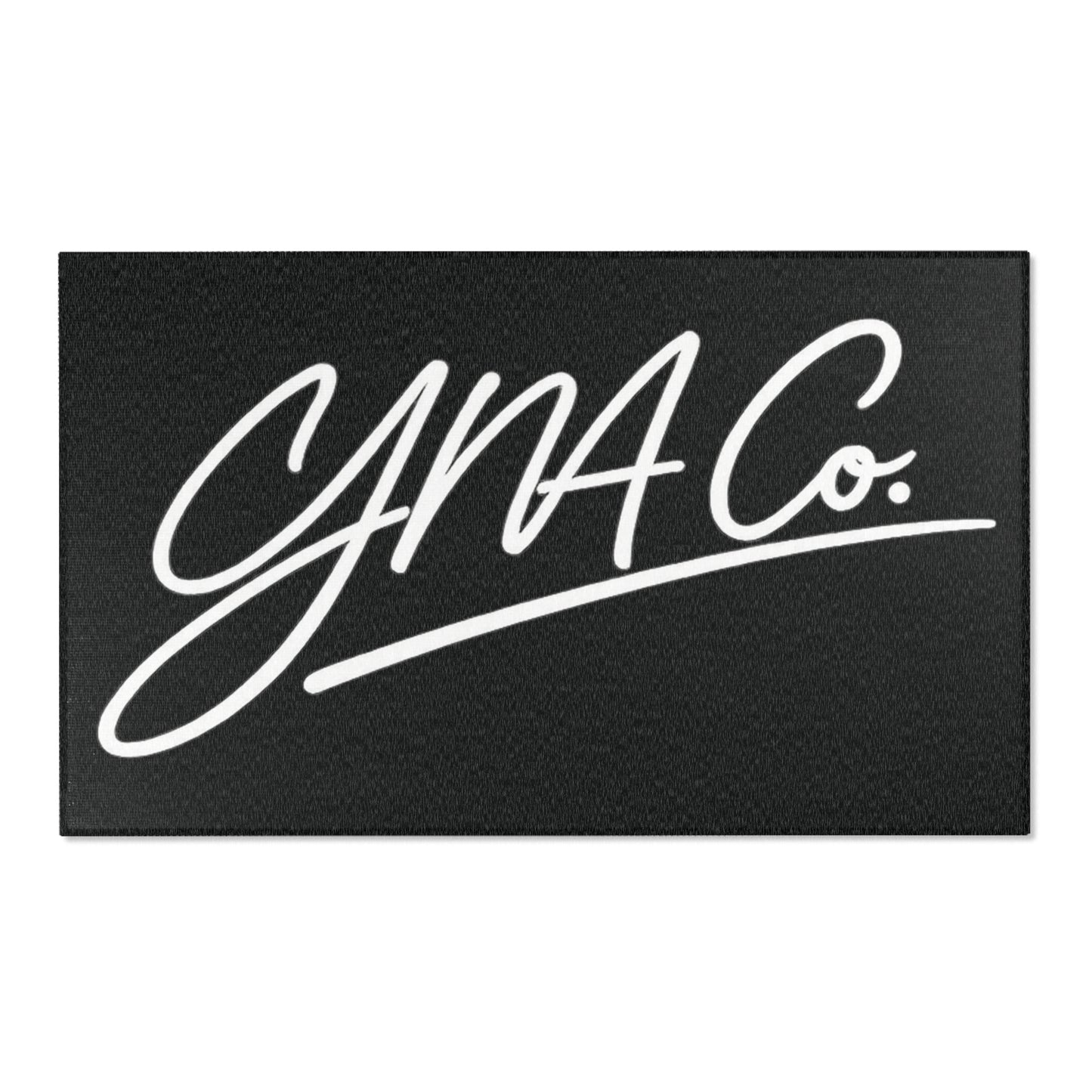 Signature Script Area Rug — Black "YNA Co." Doormat-Style Accent Rug