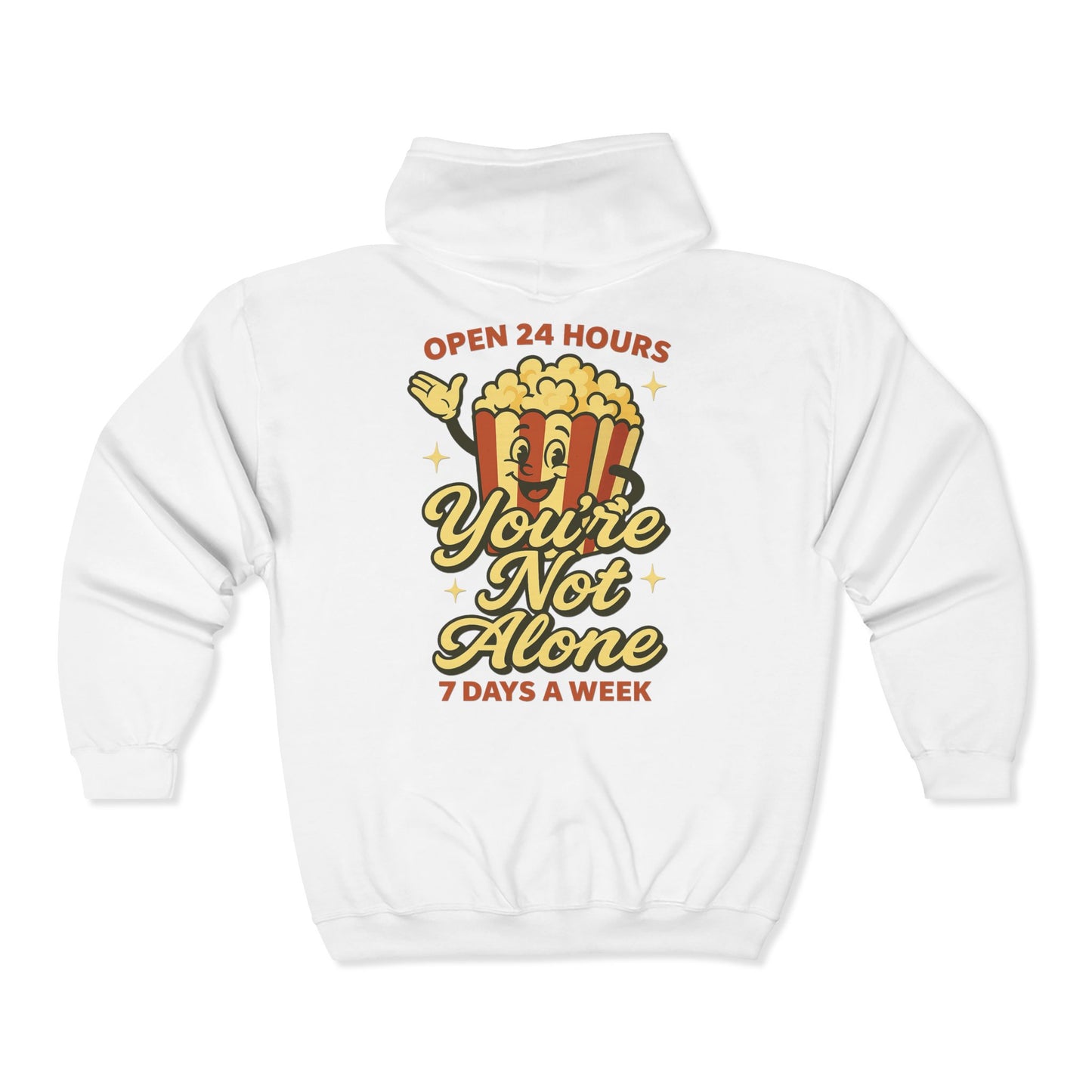 Open 24 Hours Full Zip Up Hoodie Popcorn Edition