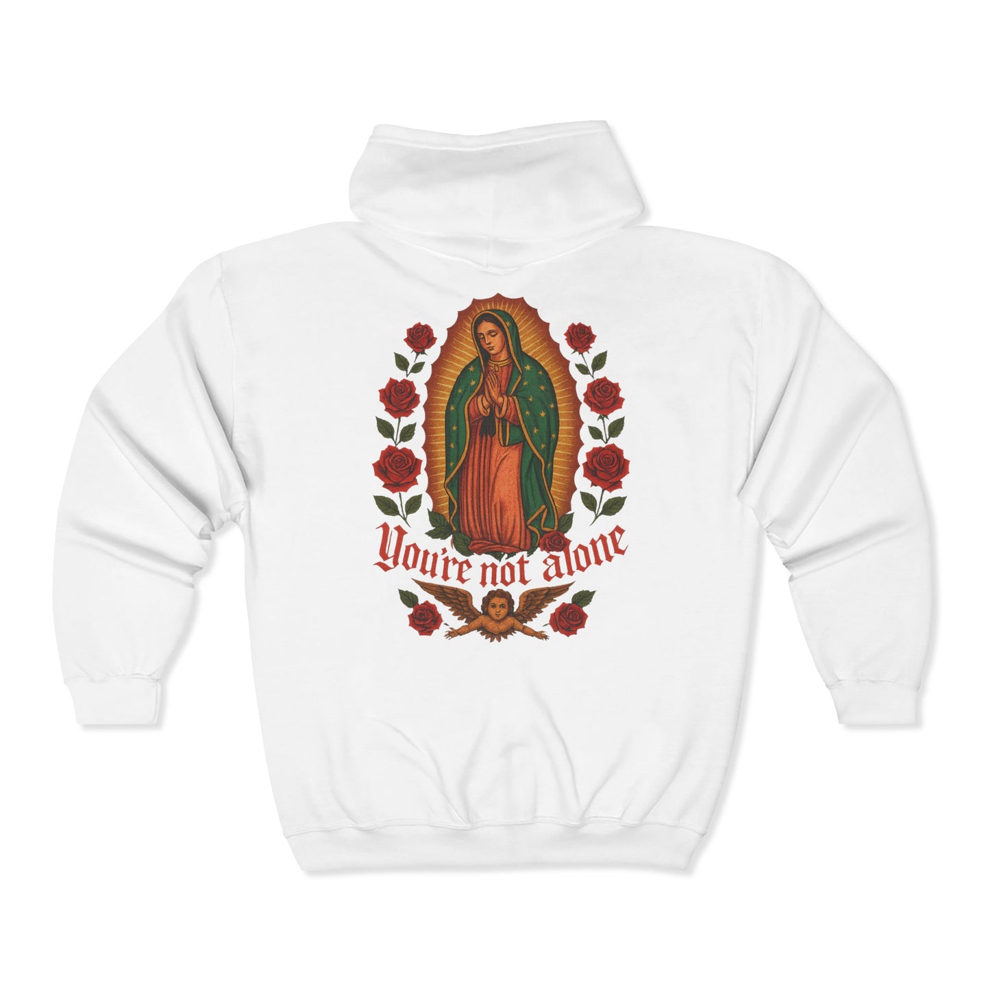 Lady of Guadalupe Full Zip Up Hooded Sweatshirt