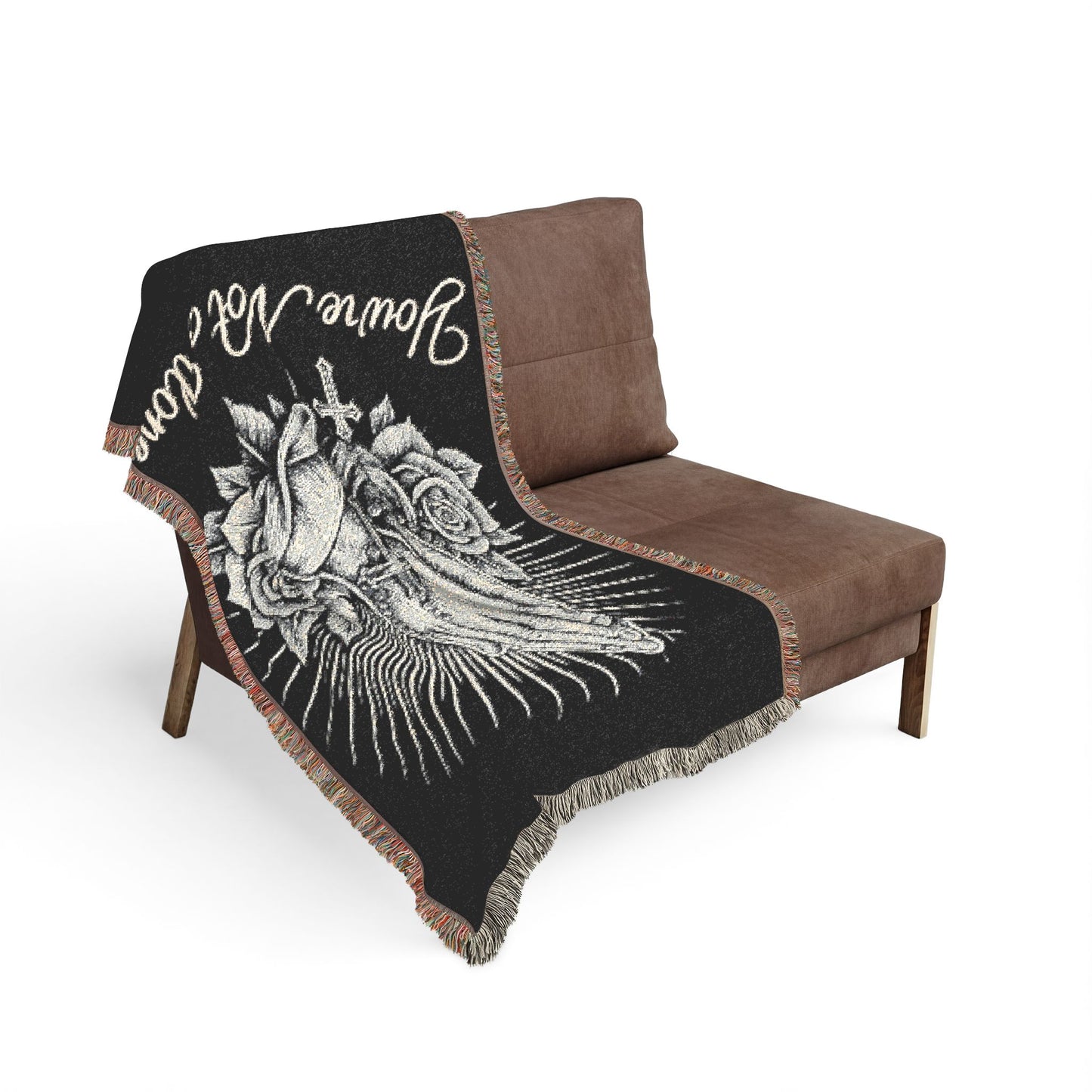 Prayer Hands Woven Blanket — You're Not Alone Throw with Roses & Rays