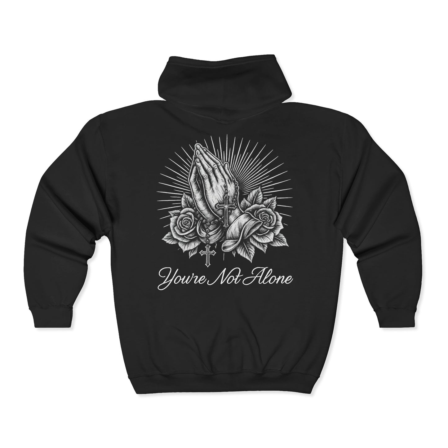 Praying Hands Full Zip Up Hooded Sweatshirt