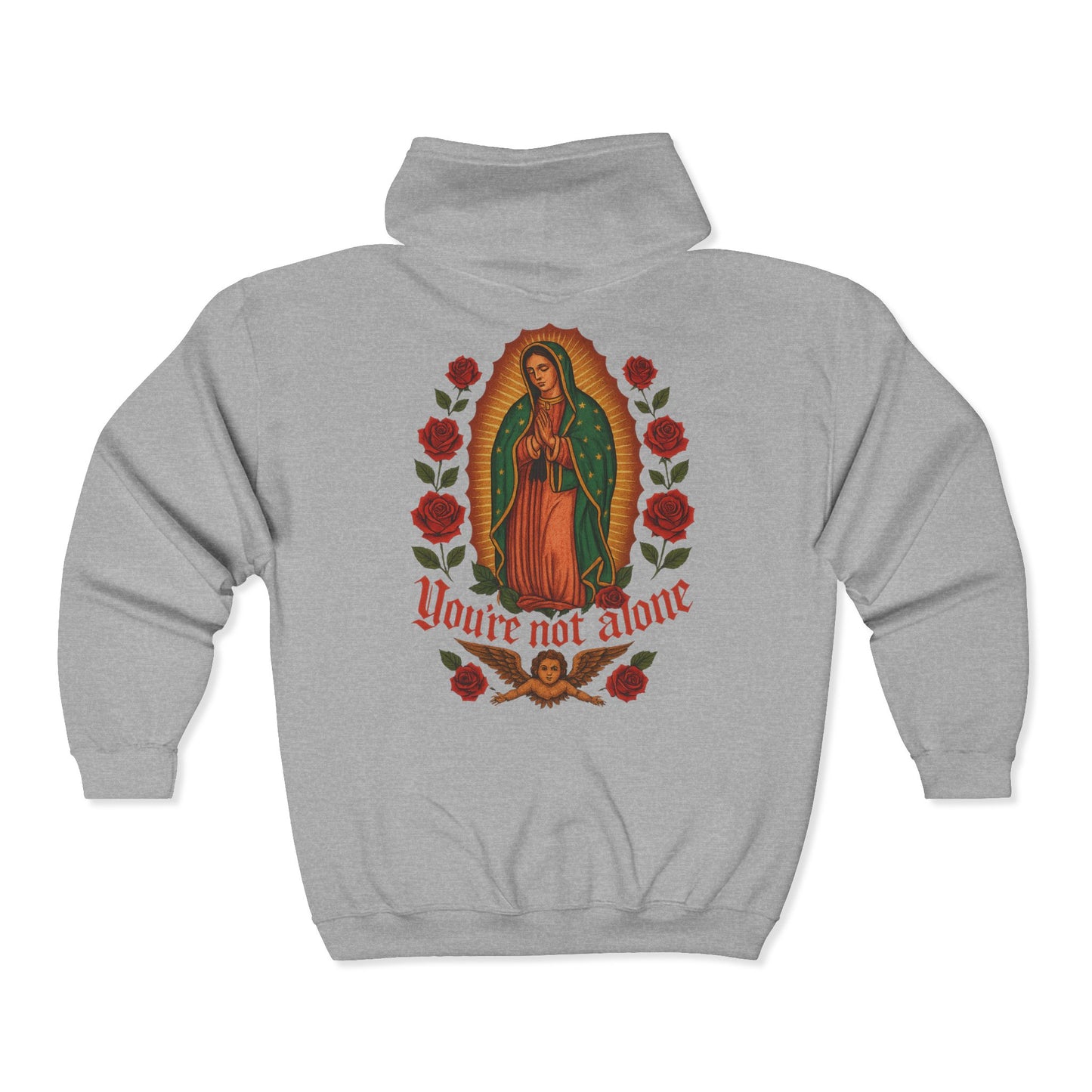 Lady of Guadalupe Full Zip Up Hooded Sweatshirt