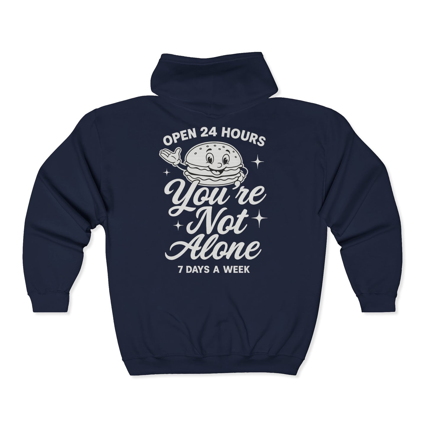 Open 24 Hours Full Zip Up Hoodie