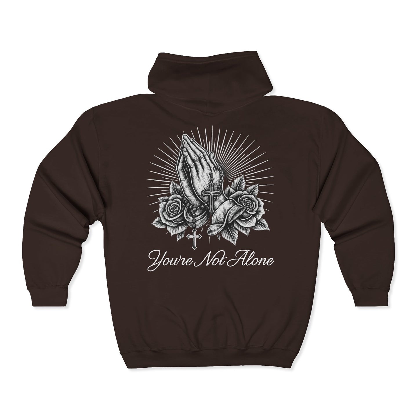 Praying Hands Full Zip Up Hooded Sweatshirt