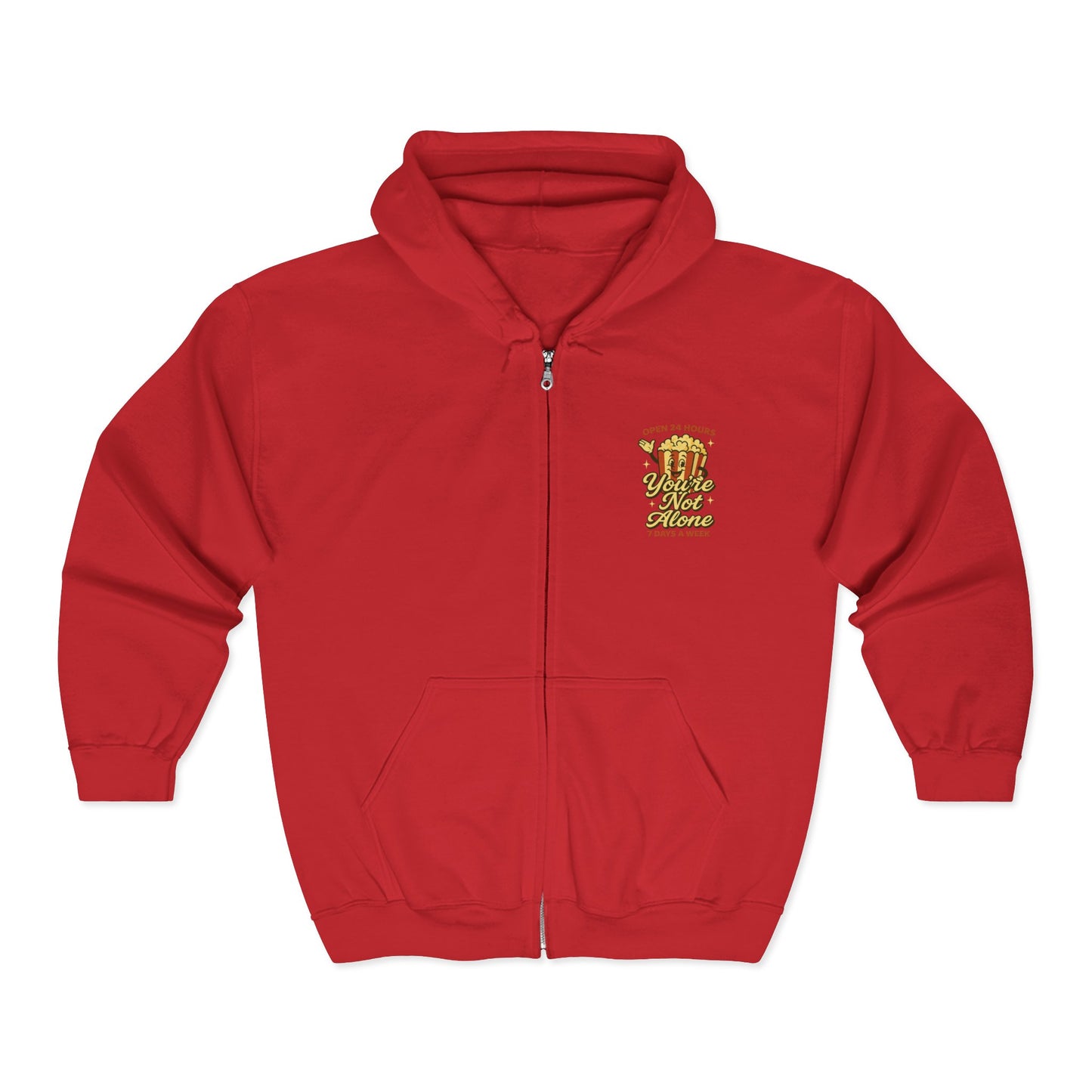 Open 24 Hours Full Zip Up Hoodie Popcorn Edition