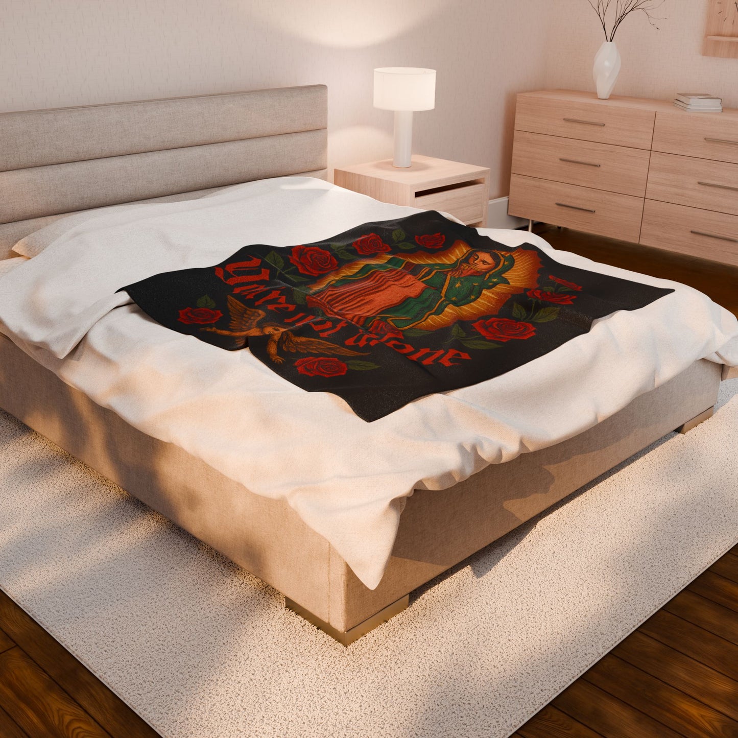 Velveteen Blanket — Our Lady of Guadalupe "You're Not Alone" Plush Throw