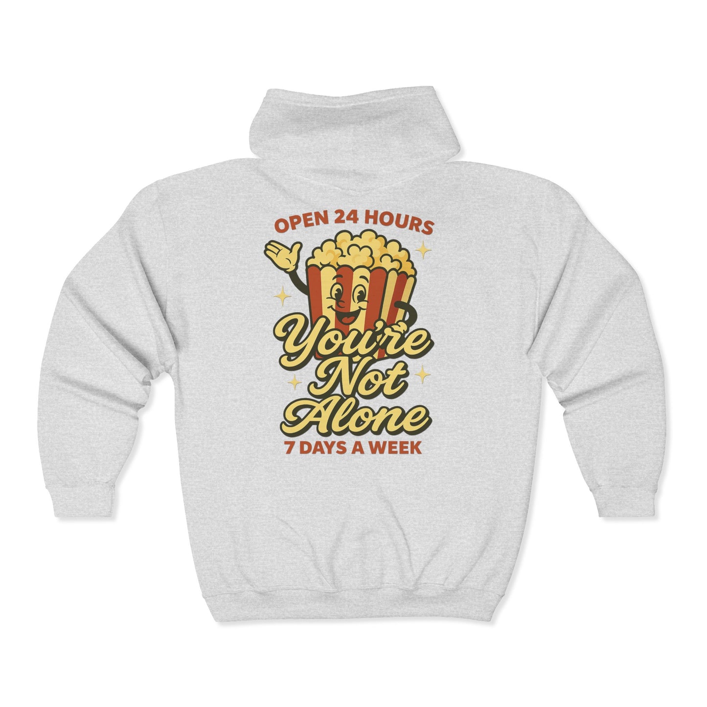 Open 24 Hours Full Zip Up Hoodie Popcorn Edition