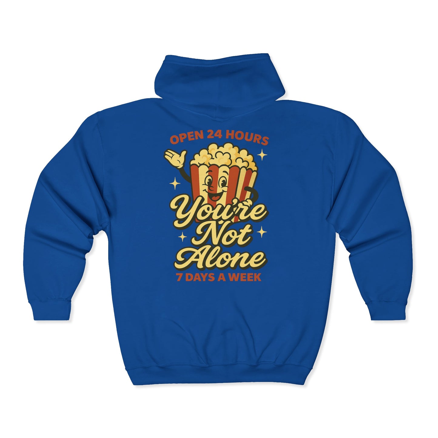 Open 24 Hours Full Zip Up Hoodie Popcorn Edition