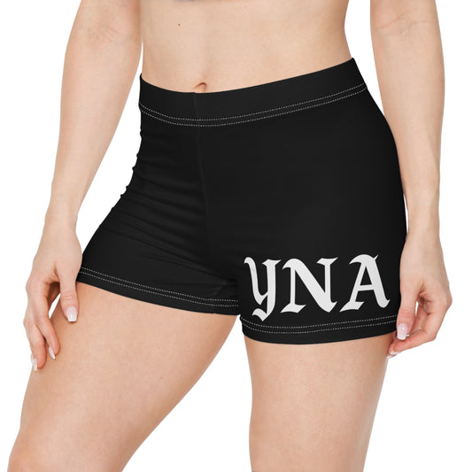 YNA Signature Compression Shorts – Bold Old English Logo | Performance Fit (Black)