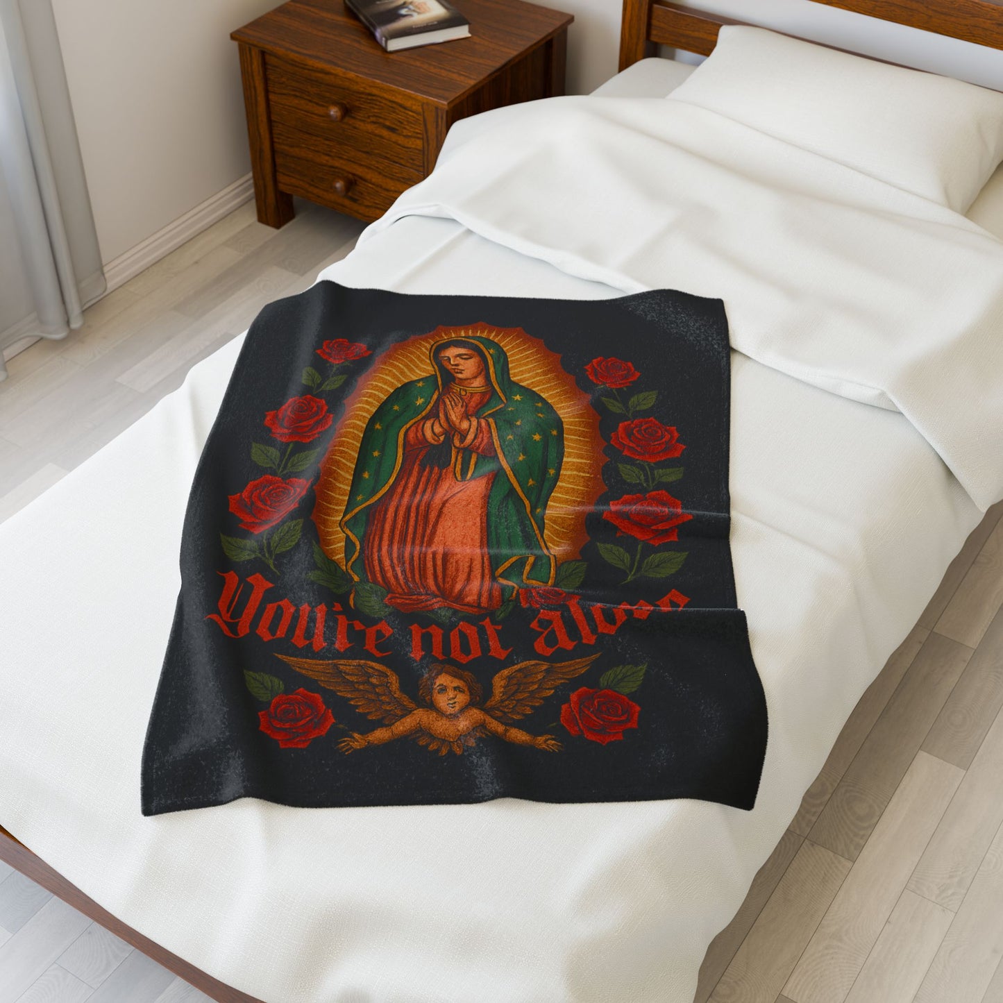 Velveteen Blanket — Our Lady of Guadalupe "You're Not Alone" Plush Throw