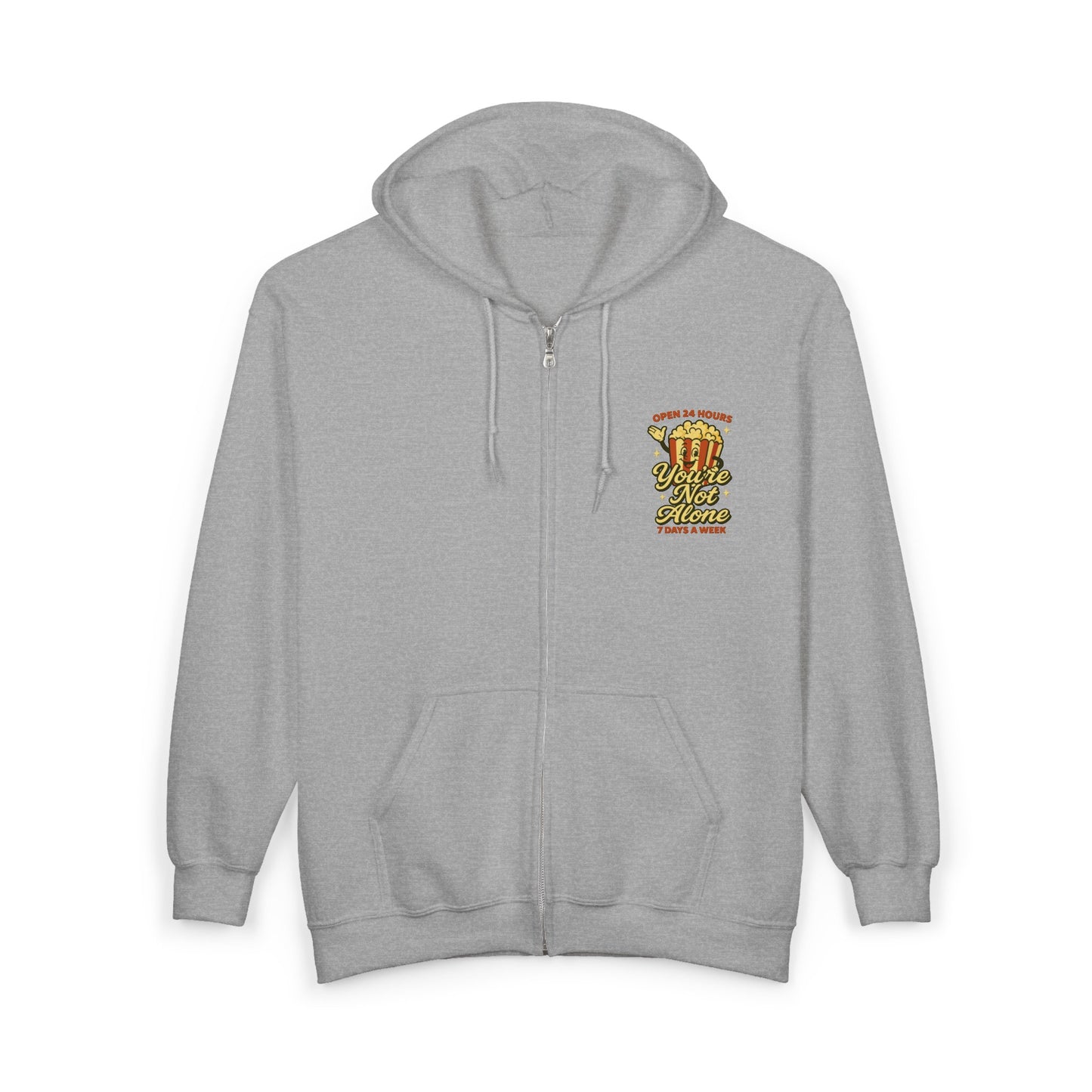 Open 24 Hours Full Zip Up Hoodie Popcorn Edition